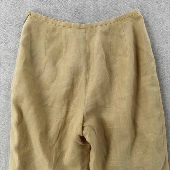 Talbots 100% Irish Linen Pants Womens 6 Tan‎ Career Flat Front Straight Trouser - Picture 7 of 13